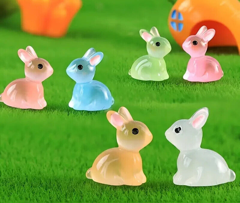 6pcs Resin Rabbits Set 2.3cm tall