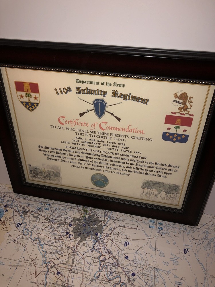 110TH NFANTRY REGIMENT / COMMEMORATIVE - CERTIFICATE OF COMMENDATION