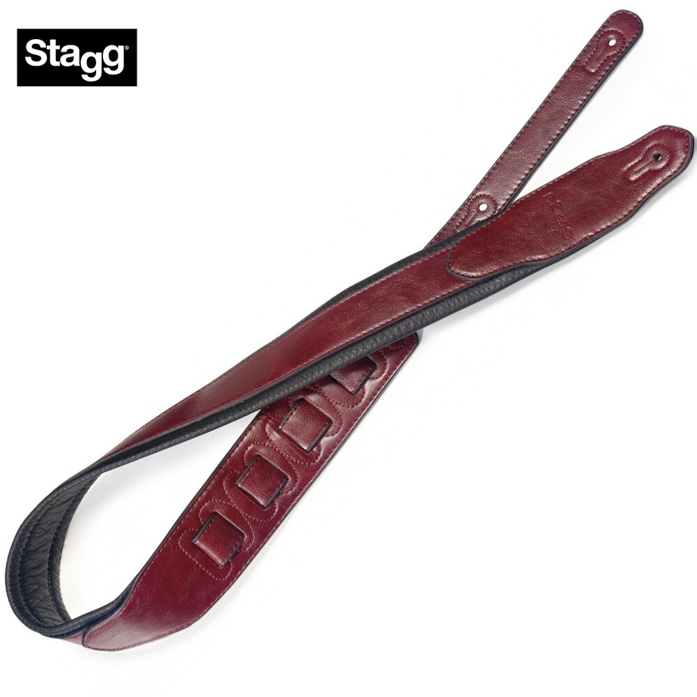 Stagg SPFL 40 RED Red Padded Leather-Style Adjustable Guitar Strap