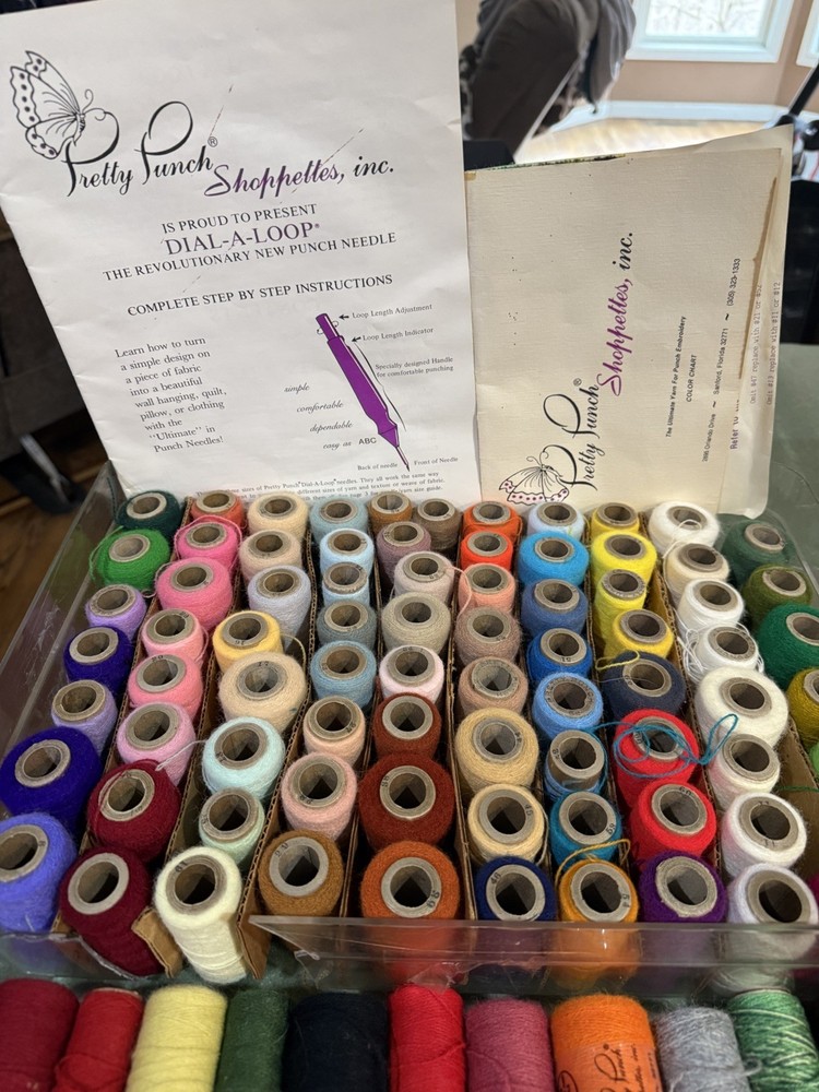 Pretty Punch Dial-A-Loop Needle Punch with Threader and Yarn Thread Spools,More!