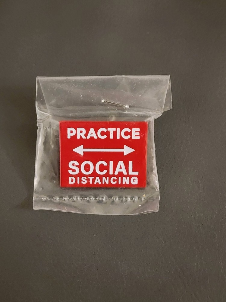 Practice Social Distancing Red Enamel Pin