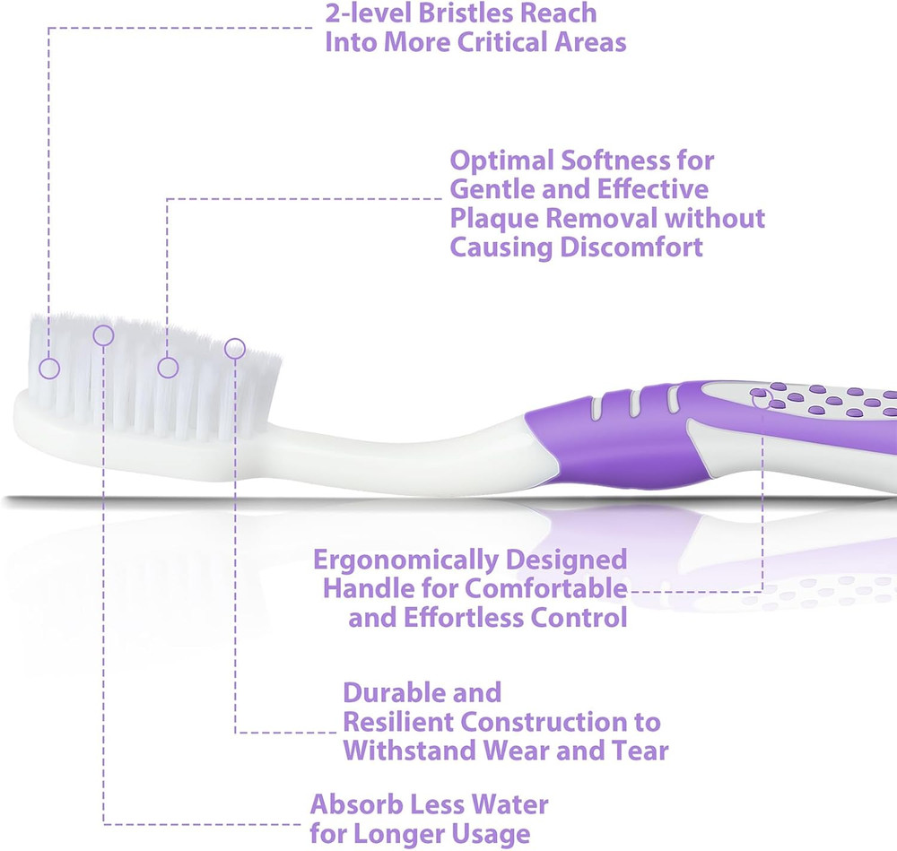 B Extra Soft Toothbrushes for Adults - Flossing Toothbrush for Sensitive Teeth a