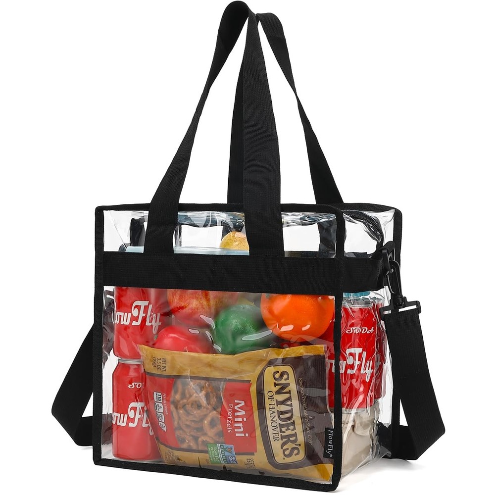 Lunch Bag Small Clear Work See through Plastic Box Adjustable Strap Bag Reusable