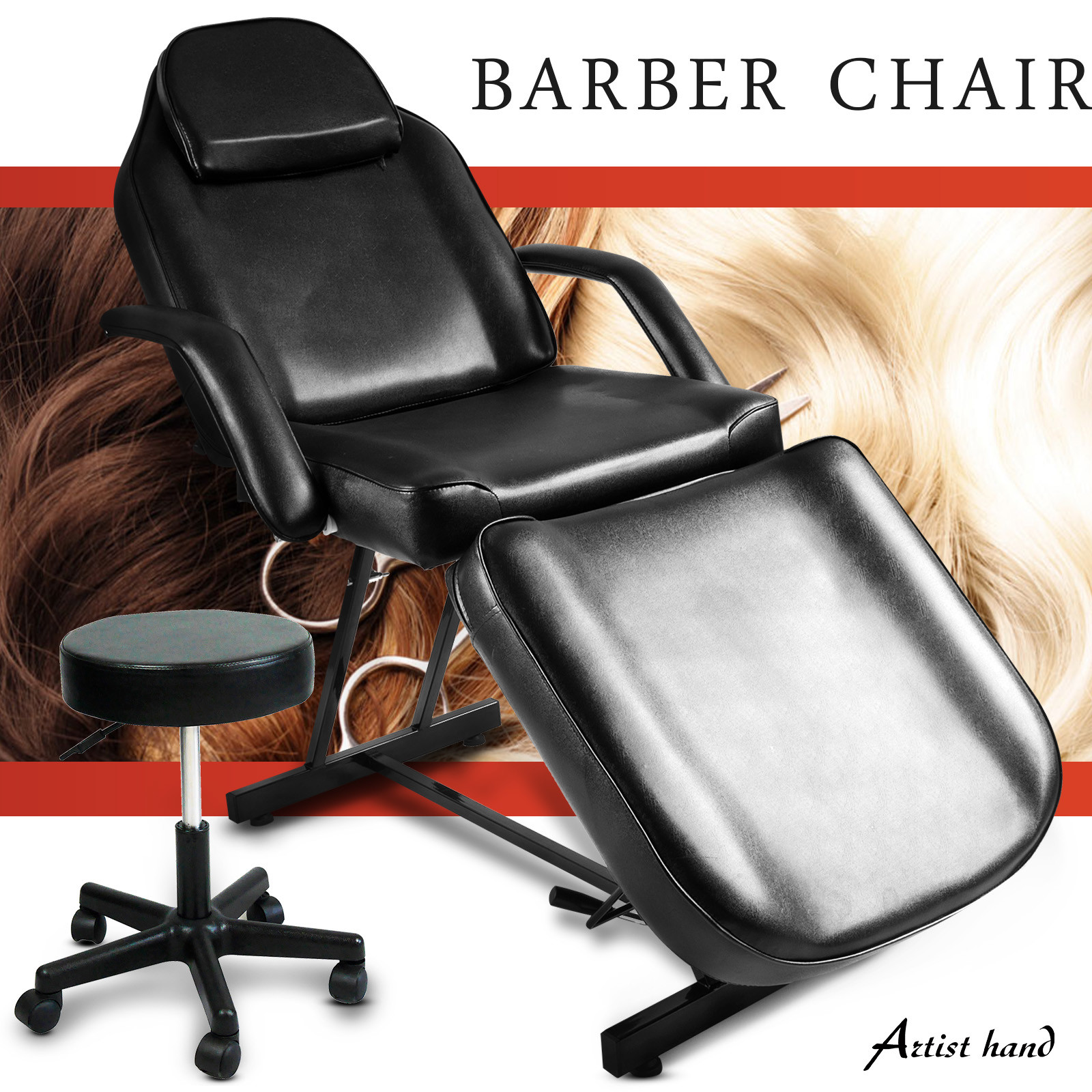 Tattoo Massage Bed Beauty Barber Chair Adjustable Hydraulic Stool Facial Salon