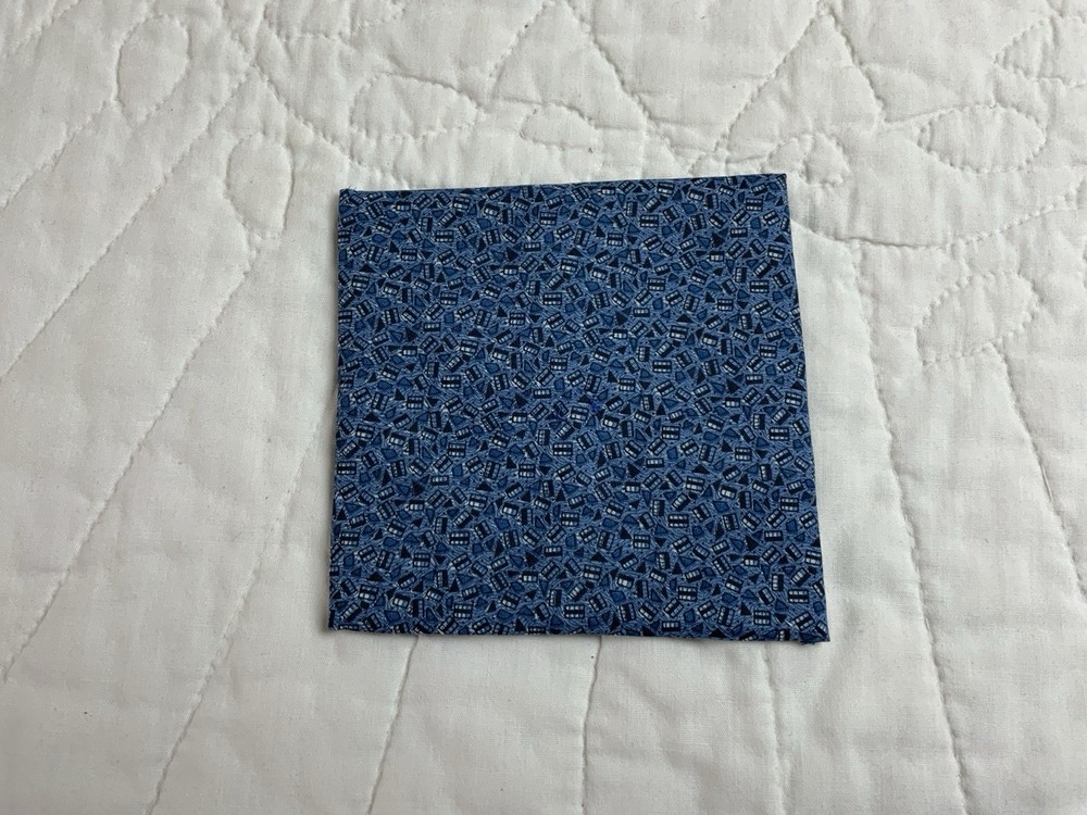 Antique Patchwork Quilt Table Topper Or Doll Quilt, Four Patch W/ Triangles Blue