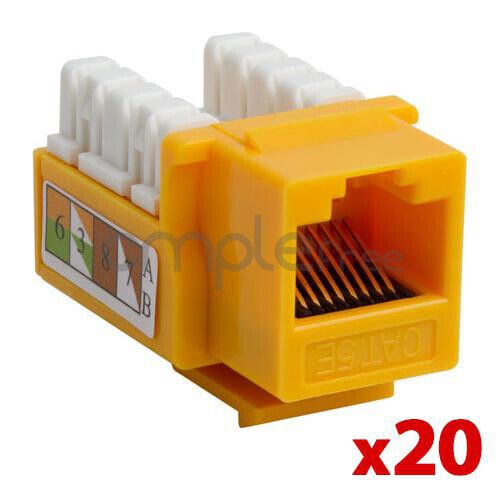 20 pack Cat5E Keystone Jack Punch Down RJ45 CAT5 Yellow