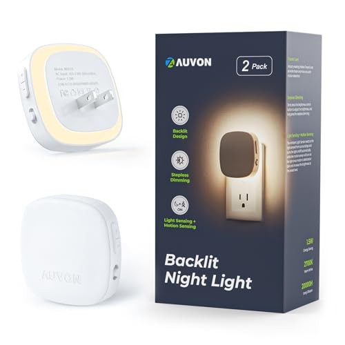 Plug-in LED Backlit Night Light with Motion Sensor & Dusk to Dawn Warm White