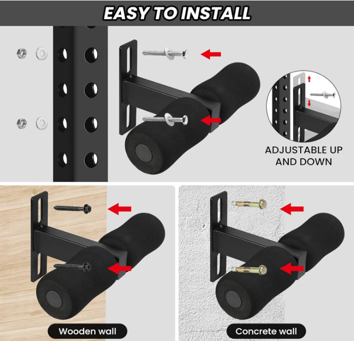 Nordic Hamstring Curl Squat Rack Attachment, Sit Up Assistant Device Abdomina...