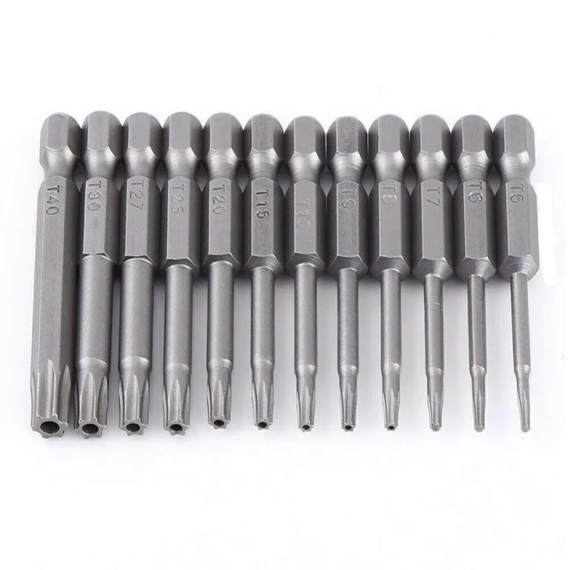 12pc Tamper Proof Star Impact Driver Bit Set Security Screwdriver Bits Hex Shank