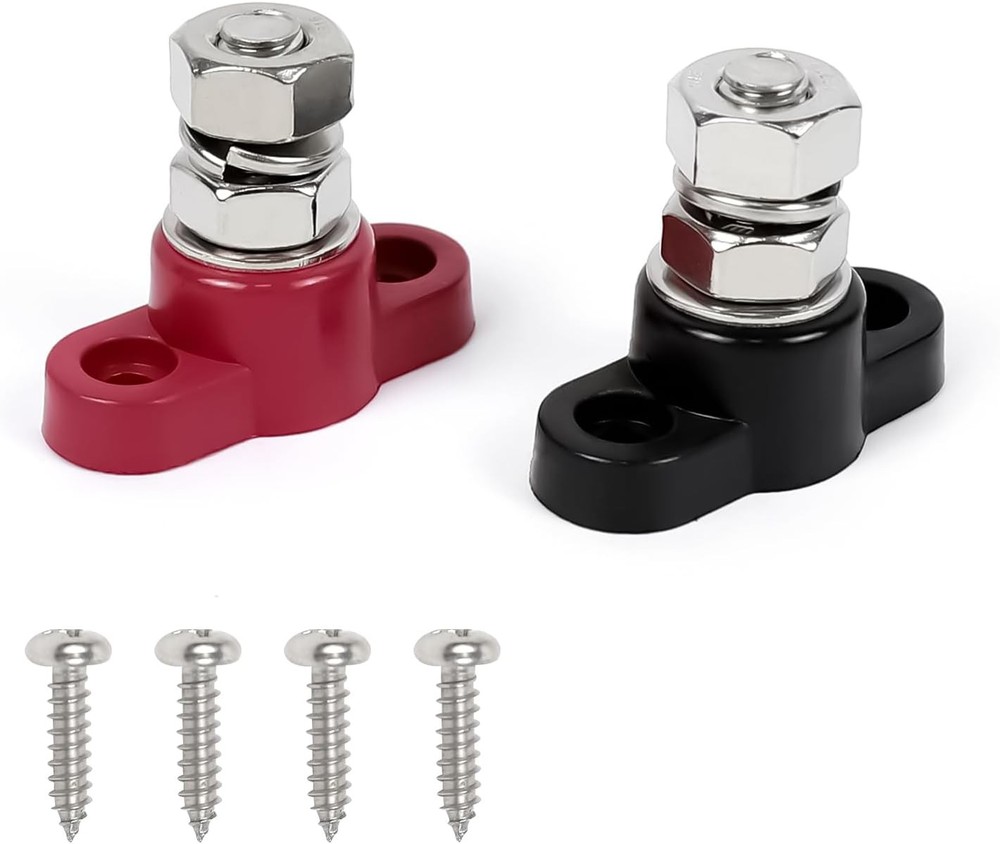 Hovom 2PCS Single Stud Battery Junction Posts Block, 12V 3/8" Insulated