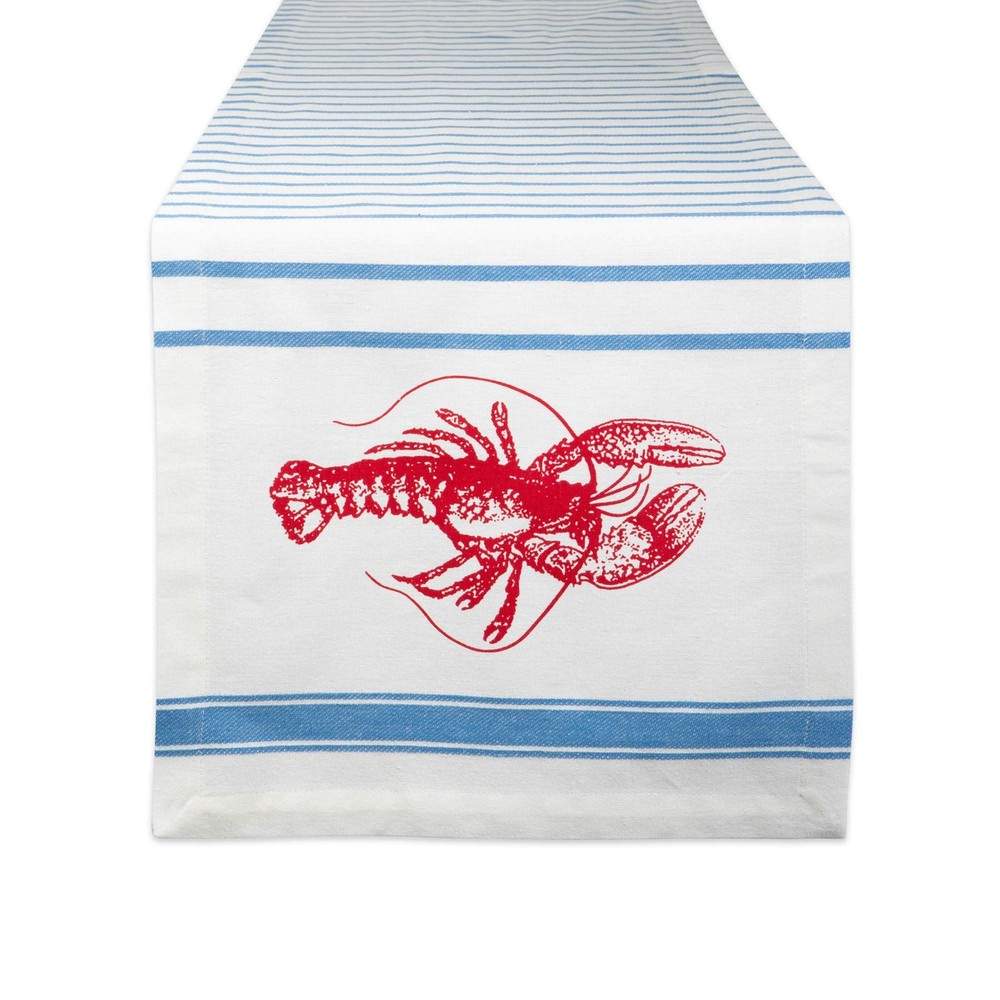 DII Table Top Décor Collection Spring & Summer Table Runner, 14x72, Lobster Stri