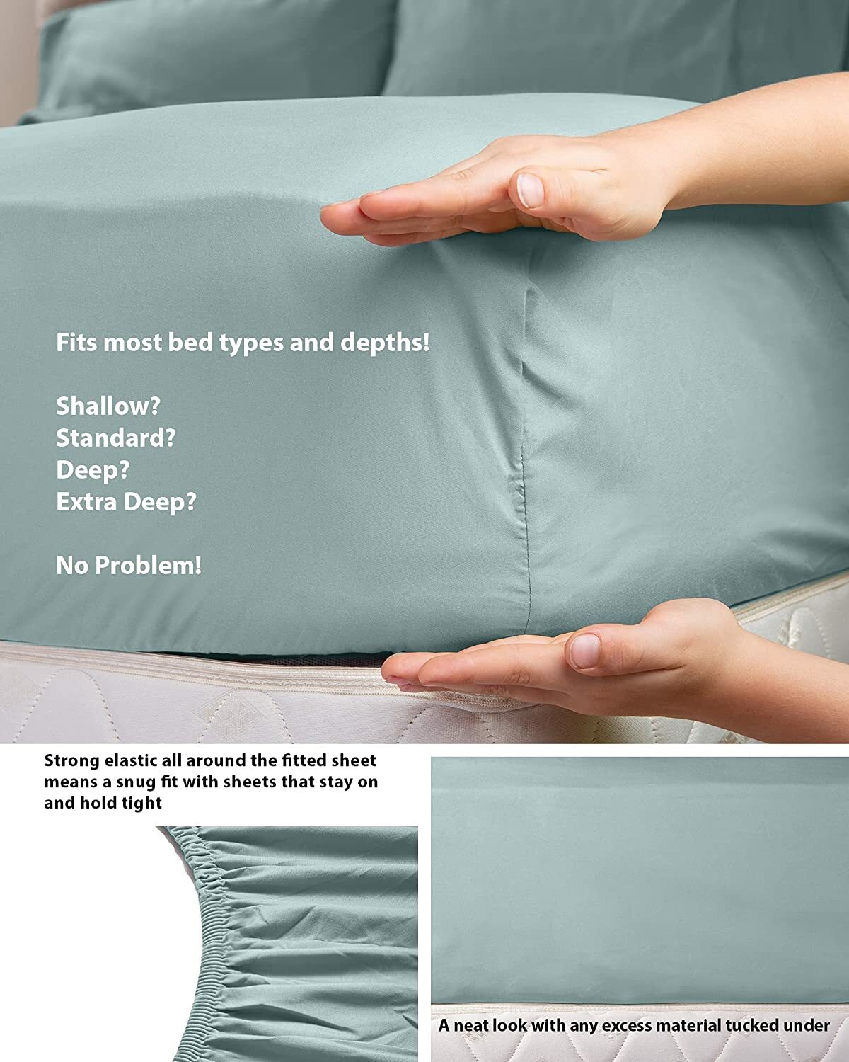 6 Piece Premium Bamboo Sheet Set, Deep Pockets, 50 Colors, 2200 Count, Soft