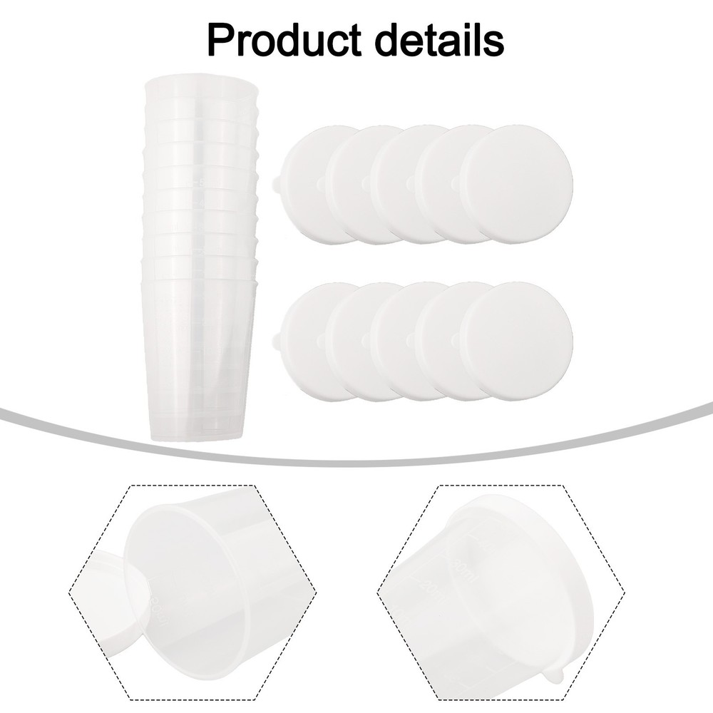 Measuring Cups Sample Storage Laboratory Transparent With White Lids Cap
