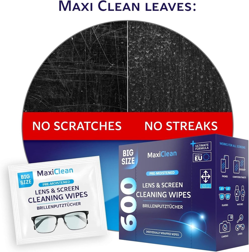 Glasses Wipes for Electronics - 600 Individually Wrapped