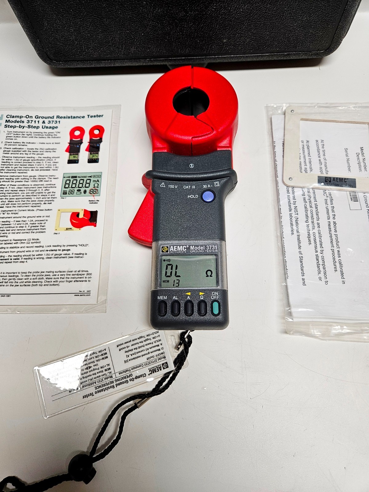 AEMC 3731 Clamp-On Ground Resistance Tester Meter w/Calibration Loop Very Clean