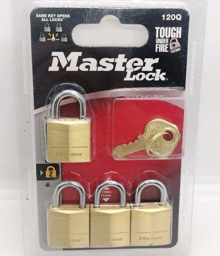 4 pack KA Padlocks Master Lock Body width 3/4" Cabinet Solid Brass 2 keys 120Q