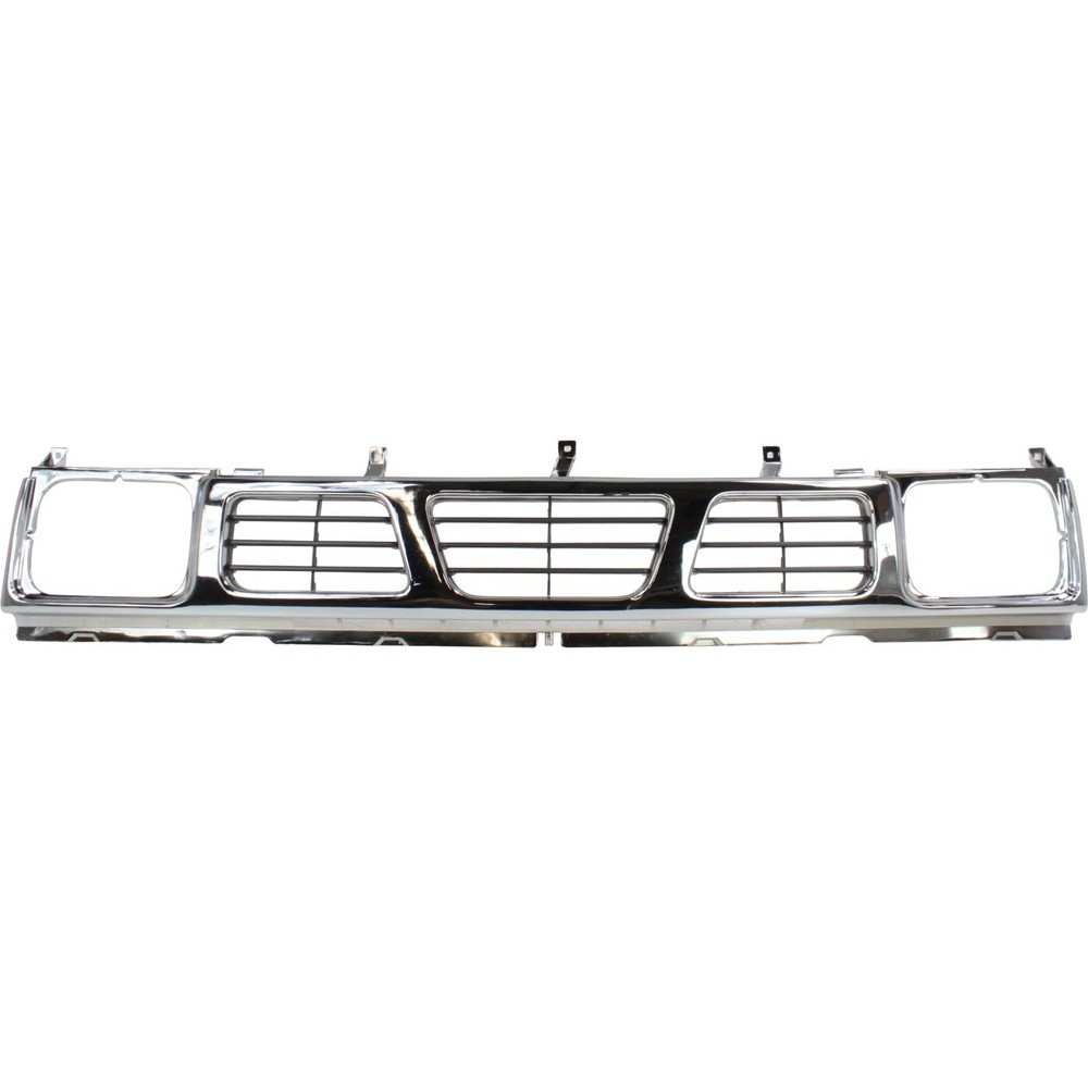 Grille For 93-97 Nissan Pickup Chrome Shell w/ Gray Insert Plastic