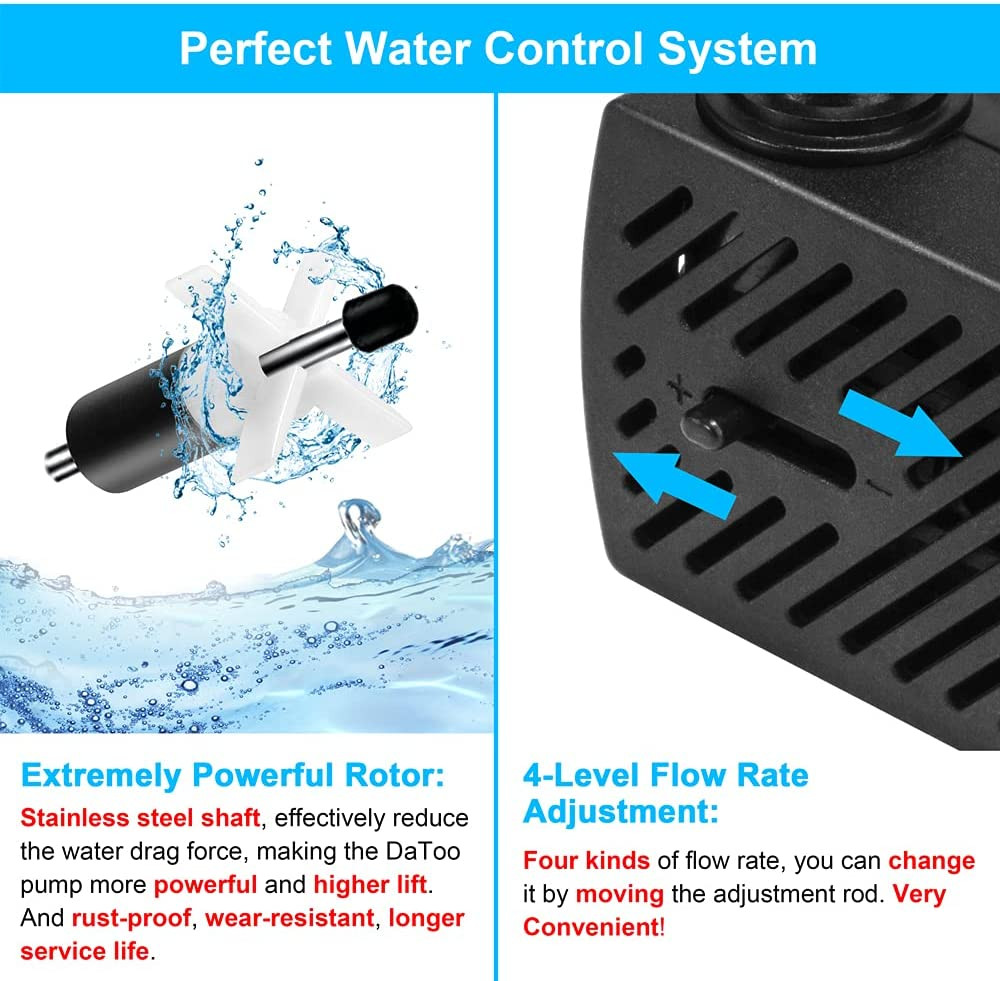 50GPH 3W Small Submersible Water Pump Mini Fountain Pump Ultra Quiet for Aquariu
