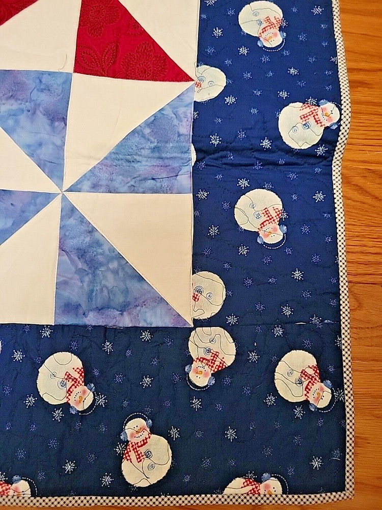 Handmade Snowman Lap Quilt Throw Spread Christmas