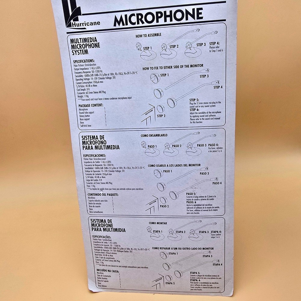 Hurricane Multimedia Microphone System for Computer PC Laptop with Stand Mounts
