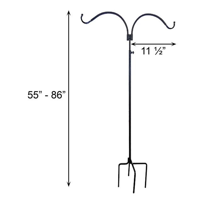 Erva Adjustable Double Shepherd Hook, Black, 4' 6" to 7'H
