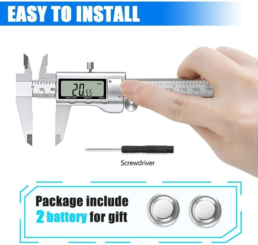 Durable Waterproof Digital Caliper - Large Display, Precision Measuring Tool