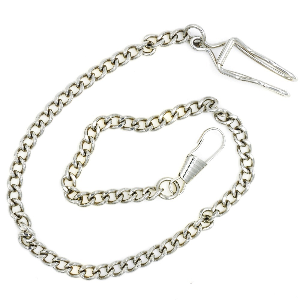 new silver plated pocket watch chain