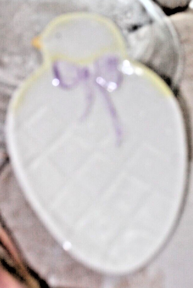 Belleek Dish Chick With Lavender Bow