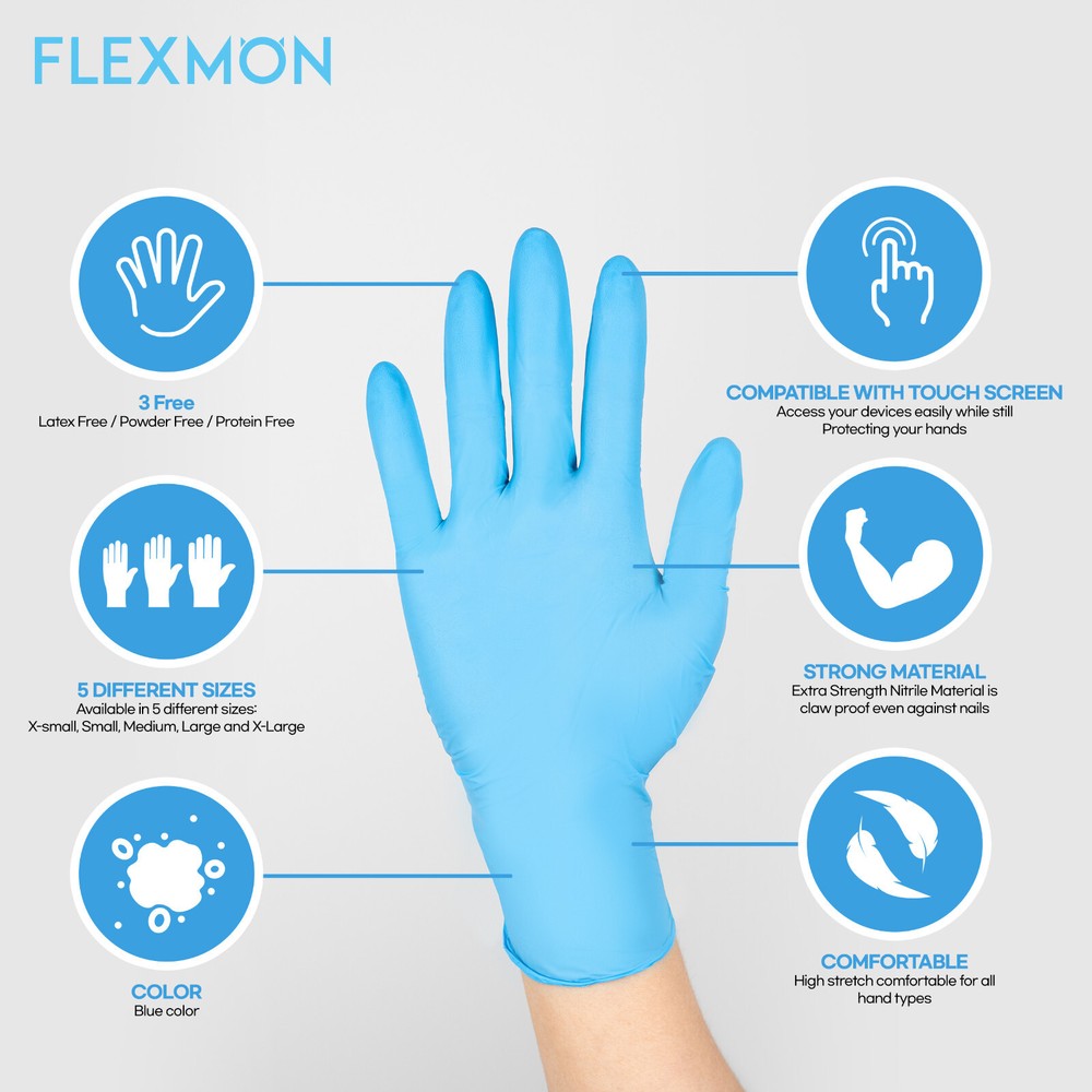 FLEXMON Nitrile Exam Gloves, Extra Small, 4.2Mil 100 Count