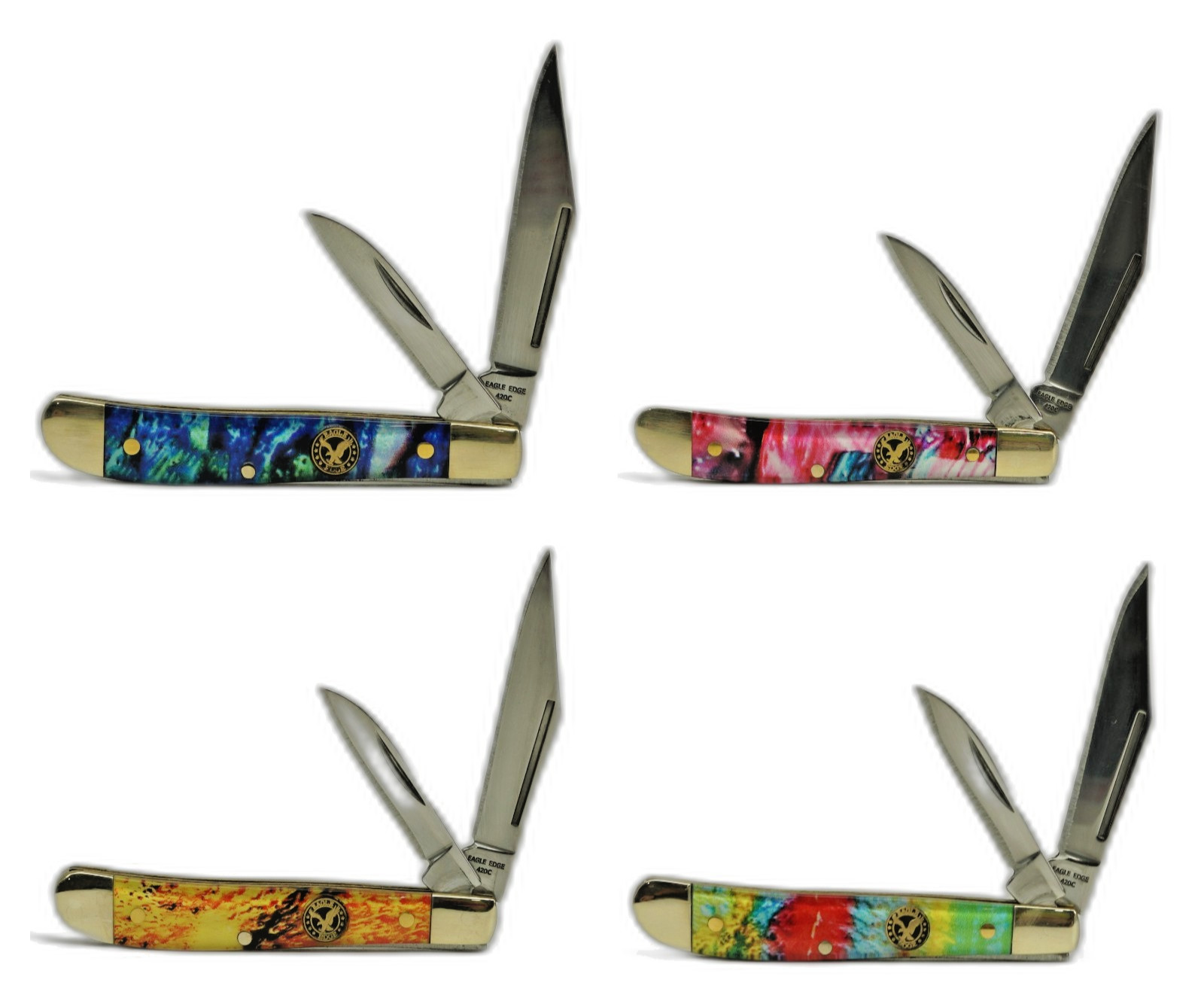 NEW COLORS! - EAGLE EDGE Pocket Knife, Small Peanut Style - TWO Blade, 2.75"