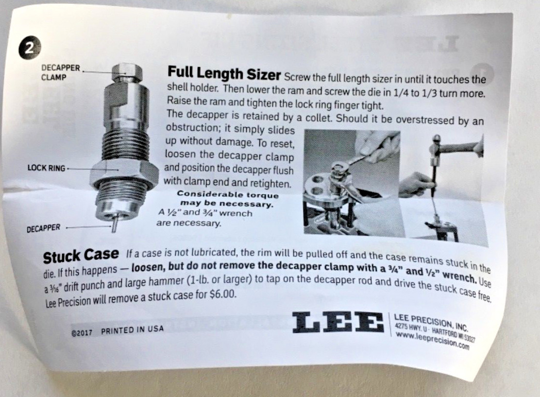 Lee 91035 223 Remington Full Length Sizing Die Only MPN # 91035 *FAST SHIP*