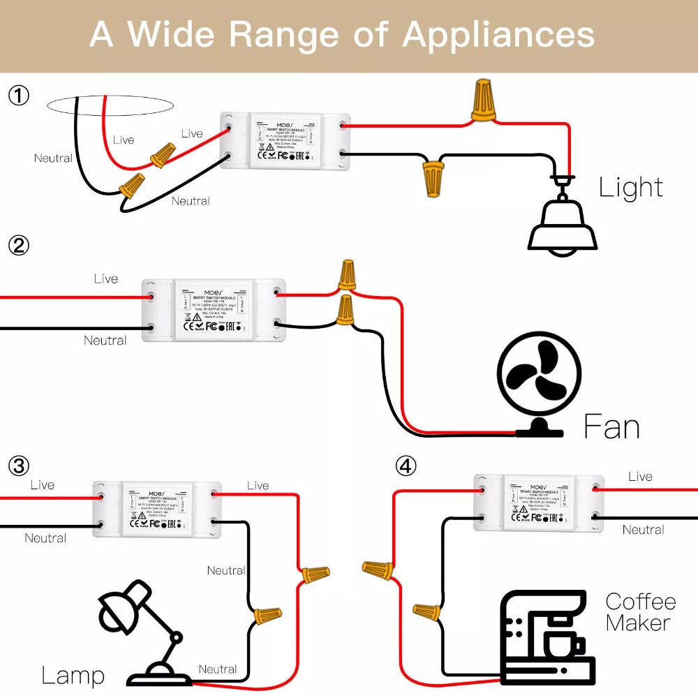 MOES WiFi Smart Switch Module Light Wireless For Alexa Google APP Remote Control