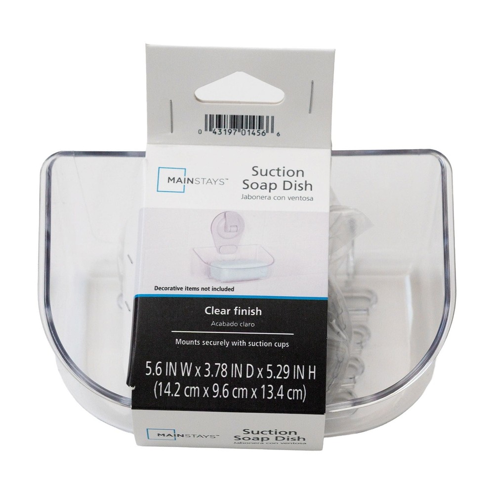 Clear Mainstays Suction Cup Soap Holder Easy Install No Tools Wall Mount