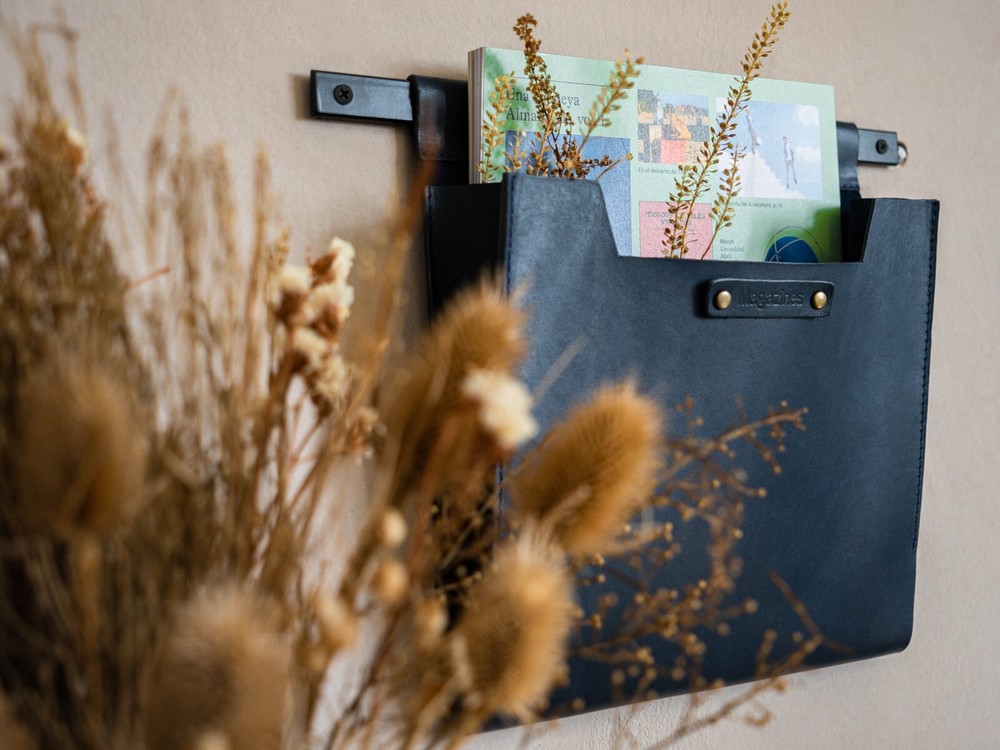 Large Leather Wall Pocket Organizer