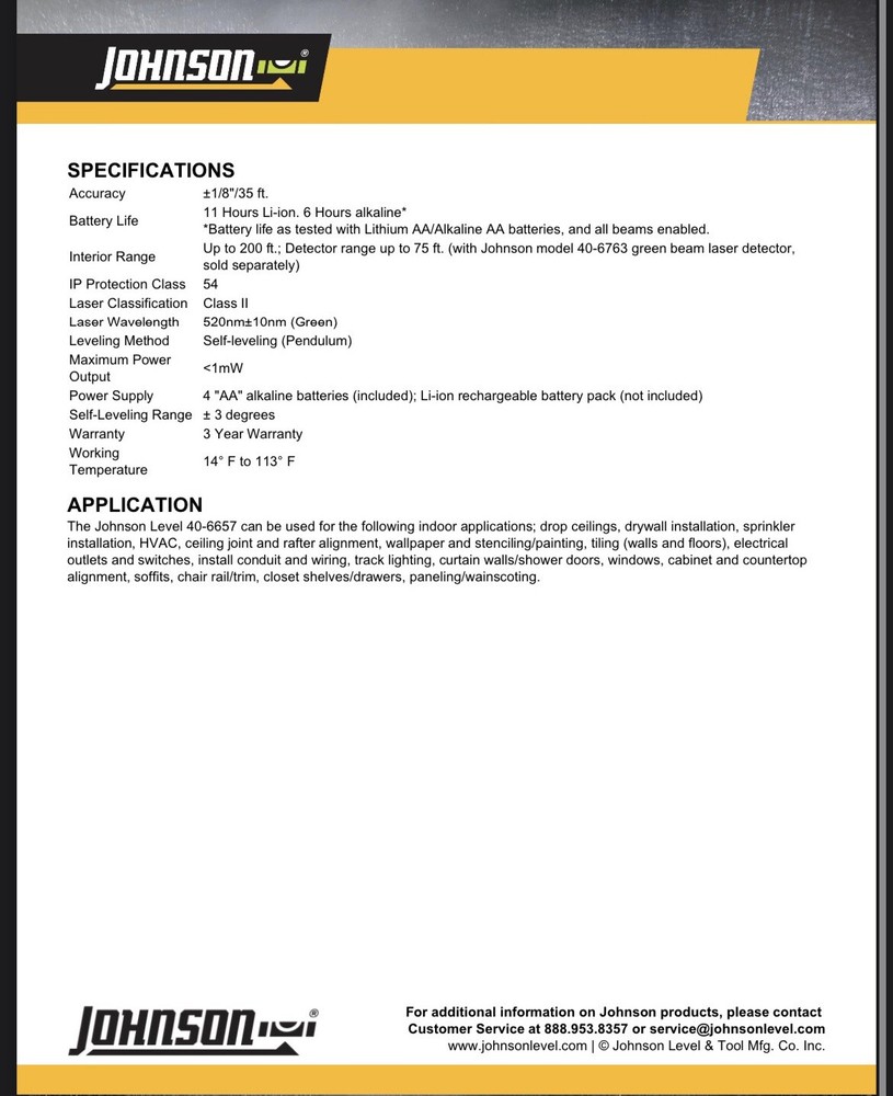 Johnson Self Level 2 Line