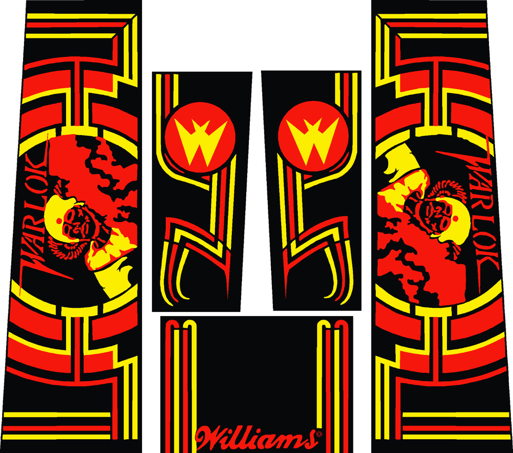 Williams Warlock Pinball Machine CABINET Decal Set