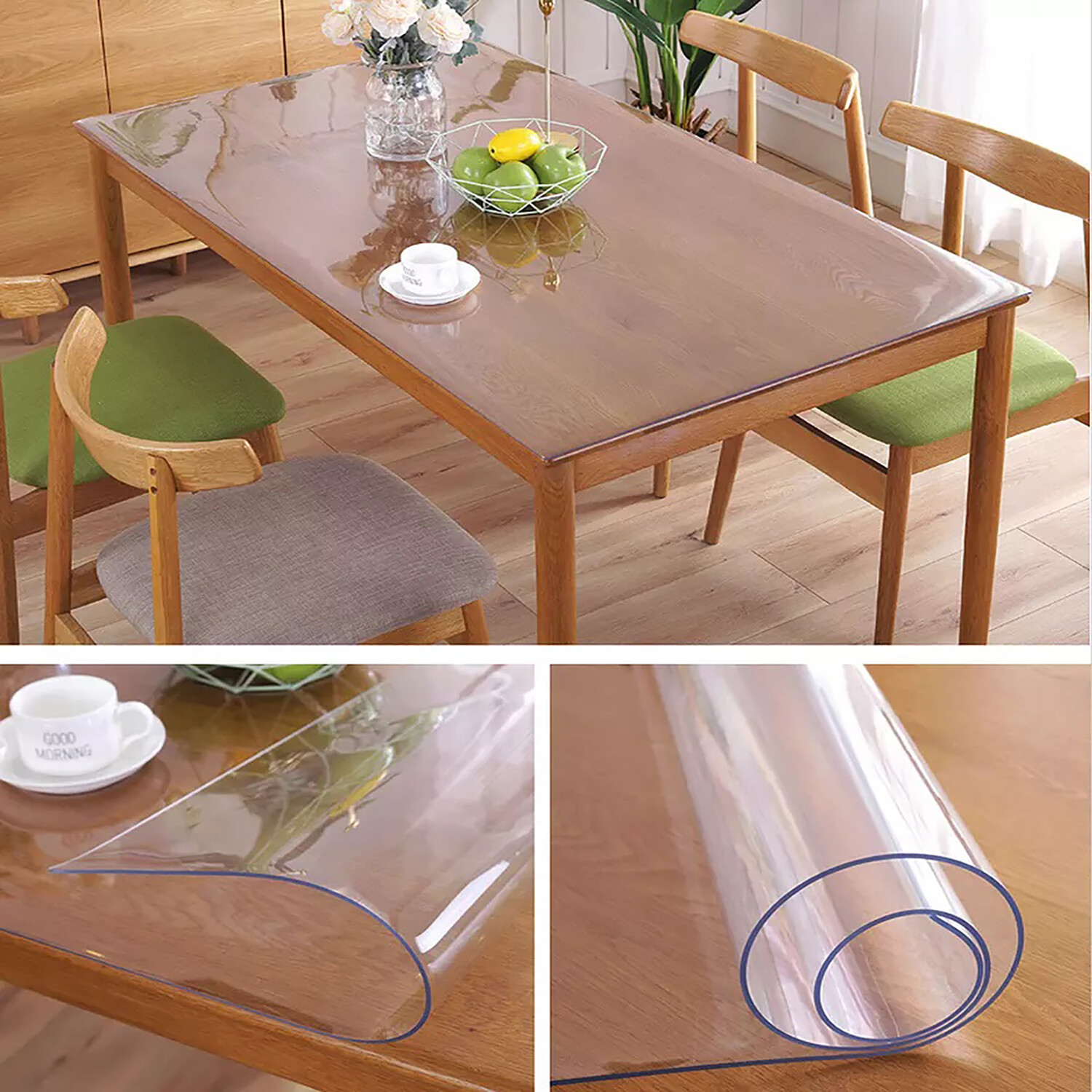 Premium Clear Plastic Vinyl Table Cover Tablecloth Protector - Sold Folded
