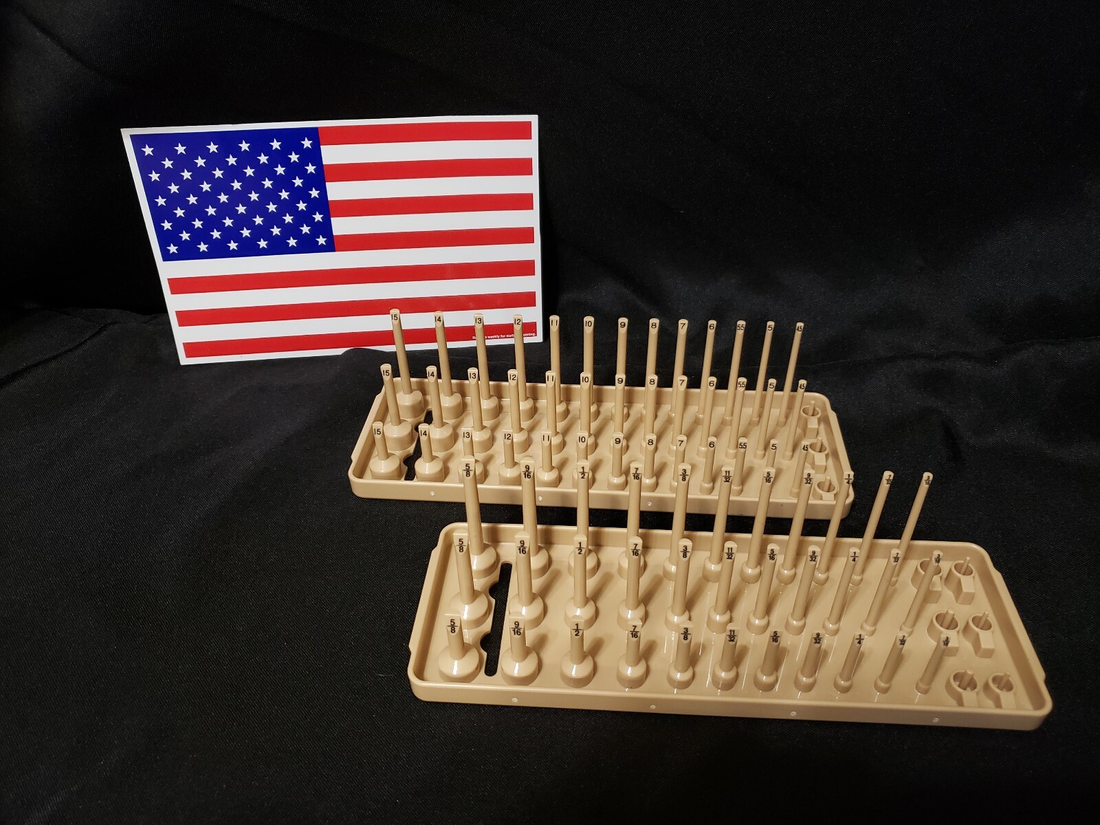 Hansen 4 Pc- 3 Row Socket Organizer Metric SAE Storage Rack 1/4" & 3/8" - USA