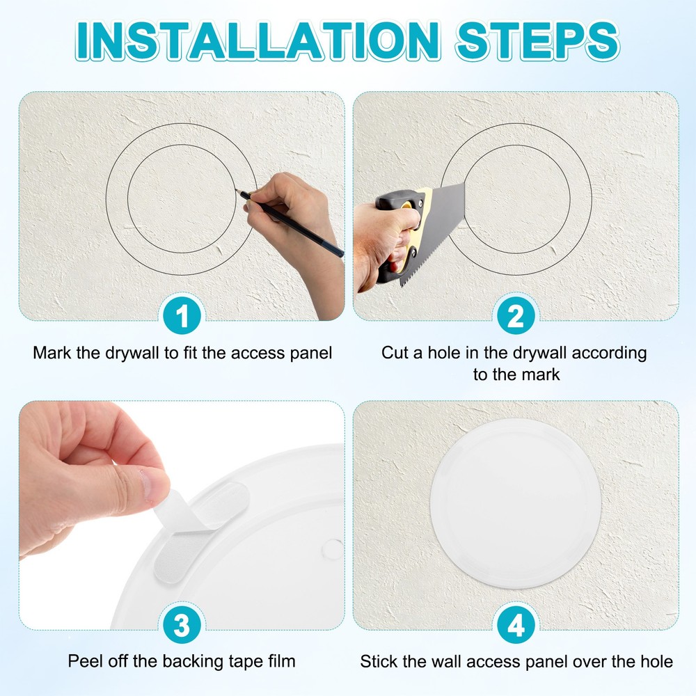 1-Pack Access Panel for Drywall, 8x8 Inch Round Plastic Removable [White]