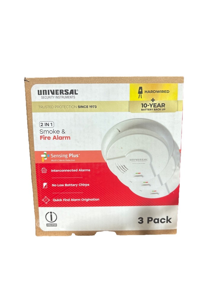 Universal Security (3-Pack) Hardwired & 10-Year Battery Smoke Detector
