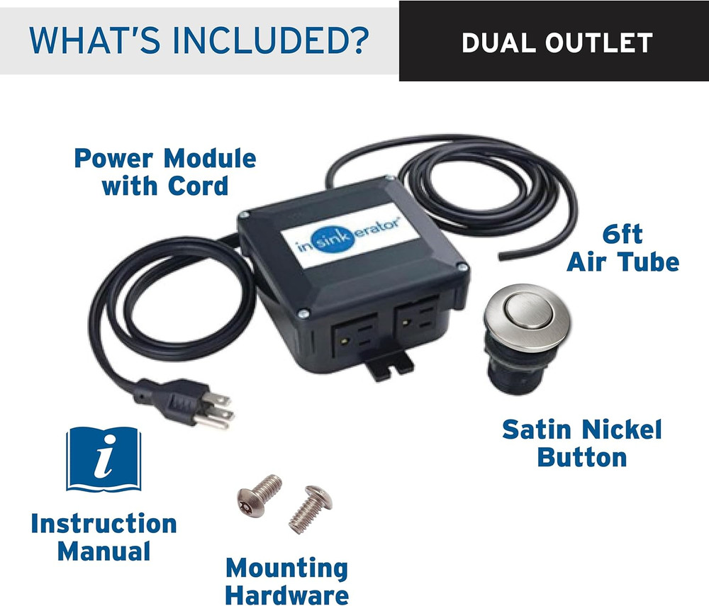 Garbage Disposal Air Switch Kit, Dual Outlet Sink Top Switch Button for All Foo