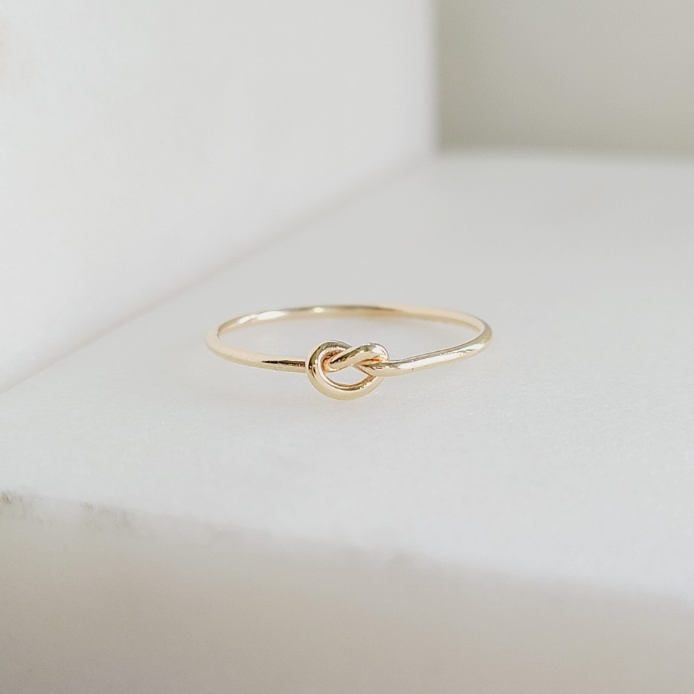 14k Solid Gold Tight Knot Ring, Solid Gold Minimalist Love Knot Rings