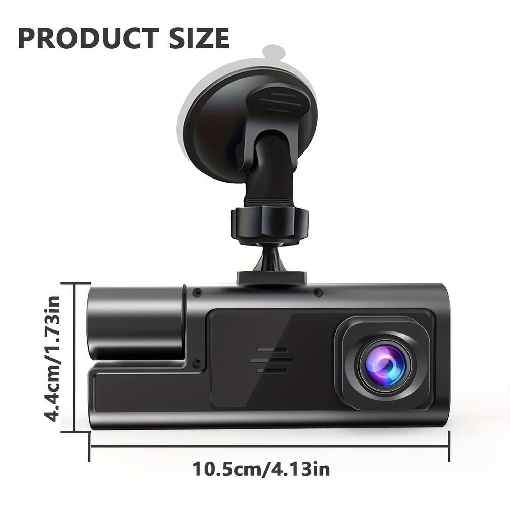 Dual Dash Cam Front & Inside 1080P 170° Night Vision Car Camera