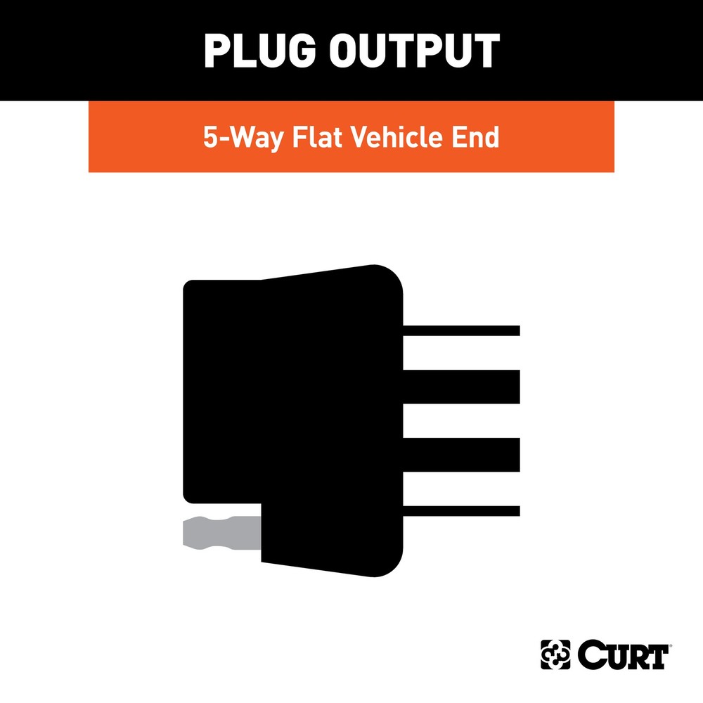 Curt-5-Way Flat Connector Socket with 60" Wires (Vehicle Side)