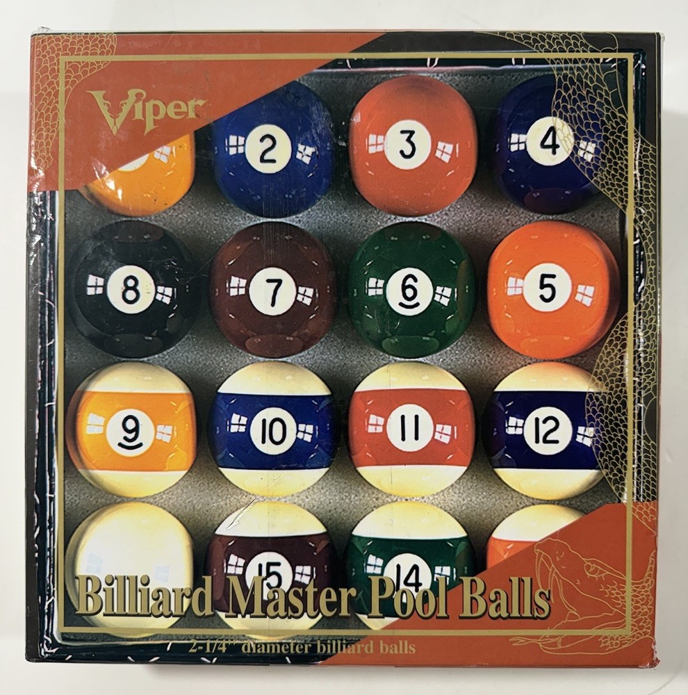 Viper Billiards Master Pool Table Ball Complete Set 2-1/4" Diameter