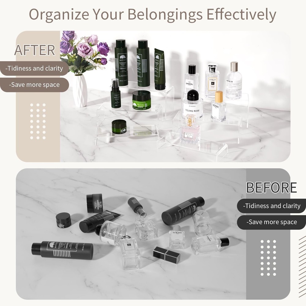 6pcs Thickened Acrylic Display Stand, Tiered Rectangular Clear Display Risers...