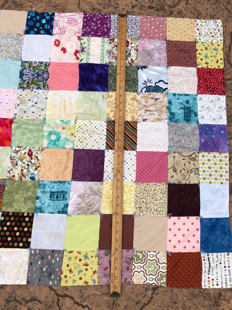 Handmade Childs Bed Size Patchwork Quilt 34.5 x 42