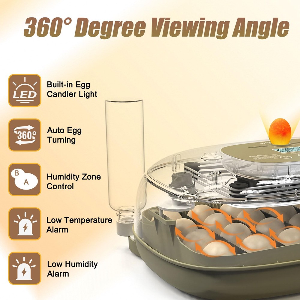 Incubators for Hatching Eggs, 24 Egg Incubator with Automatic Turning Brown