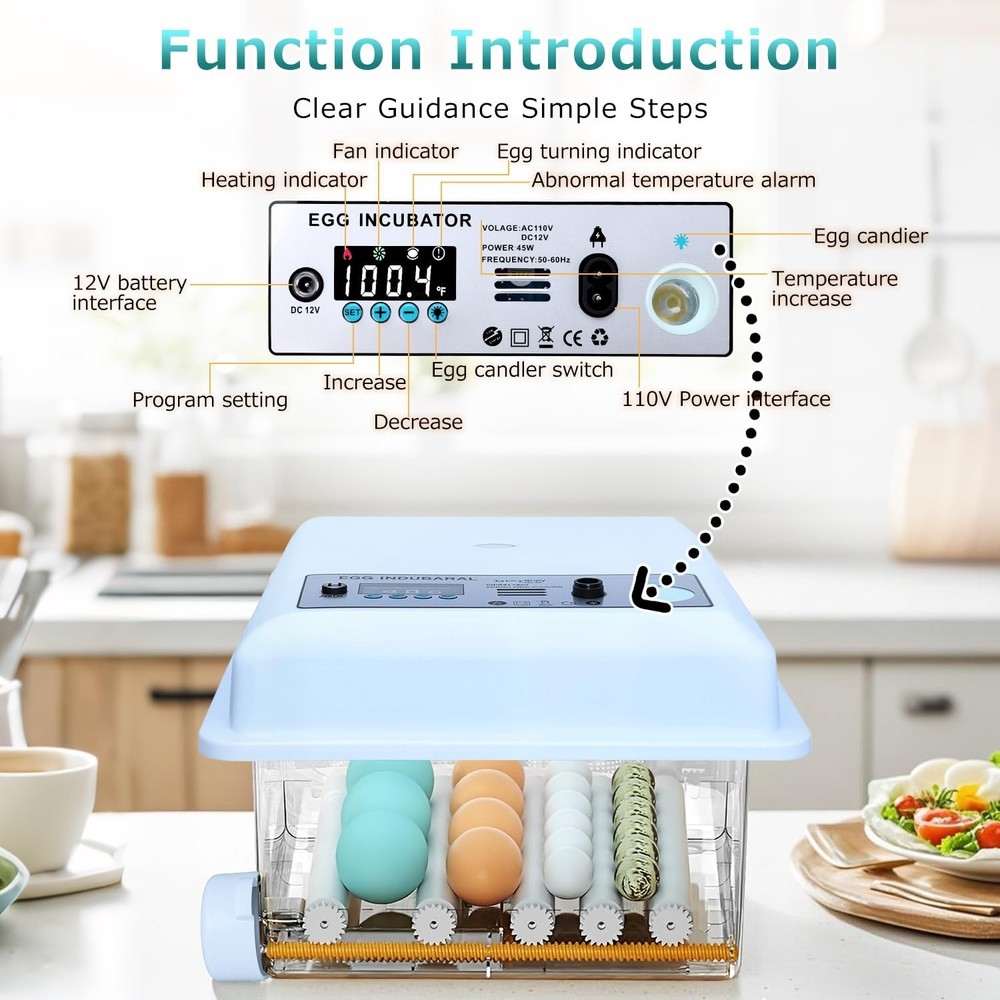 Incubators for Hatching Eggs 16 Egg Automatic Egg Incubator with Temperature Con