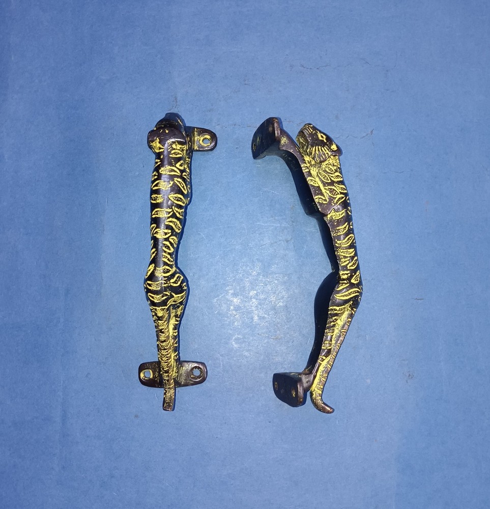 Brass Leopard Gate Handle Pair Brass Animal Shape Hotel Door Pull Hardware AJ326